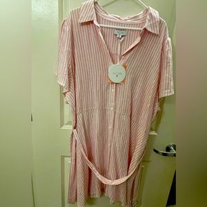 Alexis by Target pink and white pinstripe dress with belt. Brand new w/ tag
